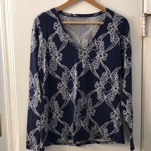 Lilly Pulitzer Size Large Navy Long Sleeved Top